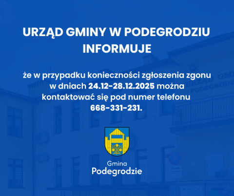 Zgłoszenie zgonu w dniach 24.12 - 28.12