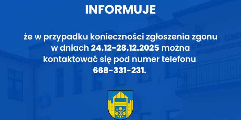 Zgłoszenie zgonu w dniach 24.12 - 28.12