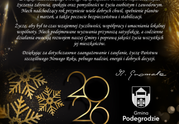 Życzenia noworoczne Wójta Gminy Podegrodzie