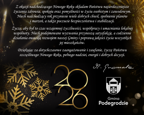 Życzenia noworoczne Wójta Gminy Podegrodzie
