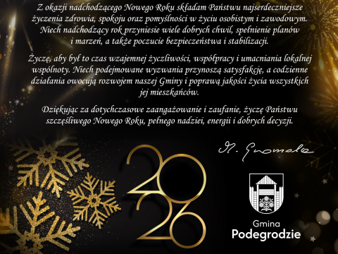 Życzenia noworoczne Wójta Gminy Podegrodzie