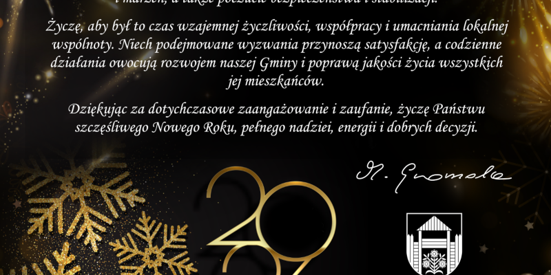 Życzenia noworoczne Wójta Gminy Podegrodzie