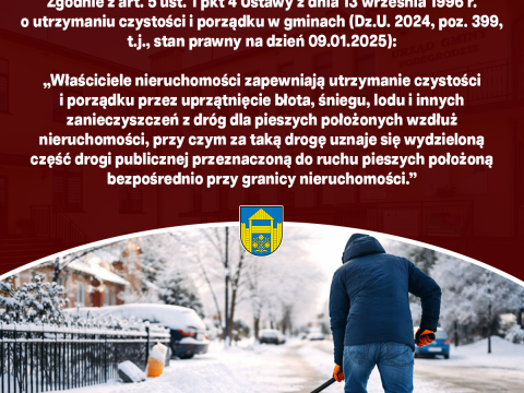 Komunikat w sprawie odśnieżania chodników przy posesjach