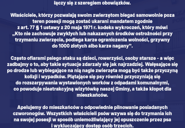 Apel do mieszkańców Gminy Podegrodzie – Pilnuj swojego psa!