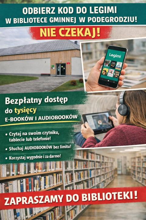 Kody do Legimi już dostępne w Bibliotece Gminnej w Podegrodziu