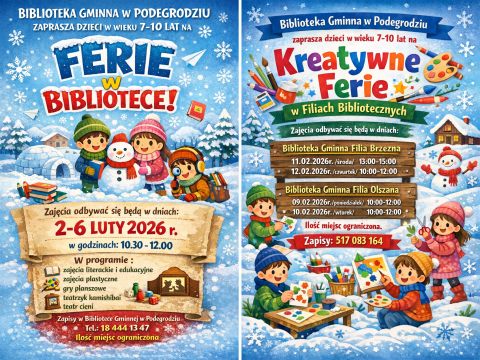 Ferie zimowe w Gminnej Bibliotece Publicznej w Podegrodziu