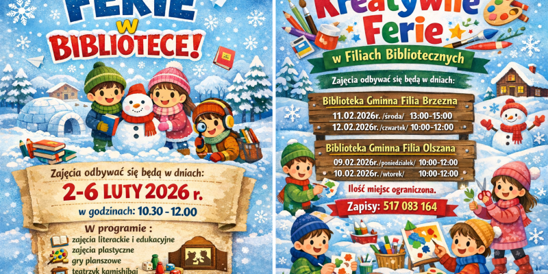 Ferie zimowe w Gminnej Bibliotece Publicznej w Podegrodziu