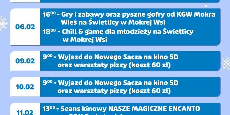 Ferie zimowe z Gminą Podegrodzie