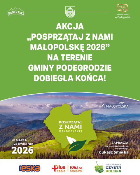 Akcja „Posprzątaj z nami Małopolskę 2026” na terenie Gminy Podegrodzie dobiegła końca!