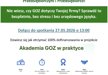 Bezpłatny projekt „Akademia GOZ” dla przedsiębiorców