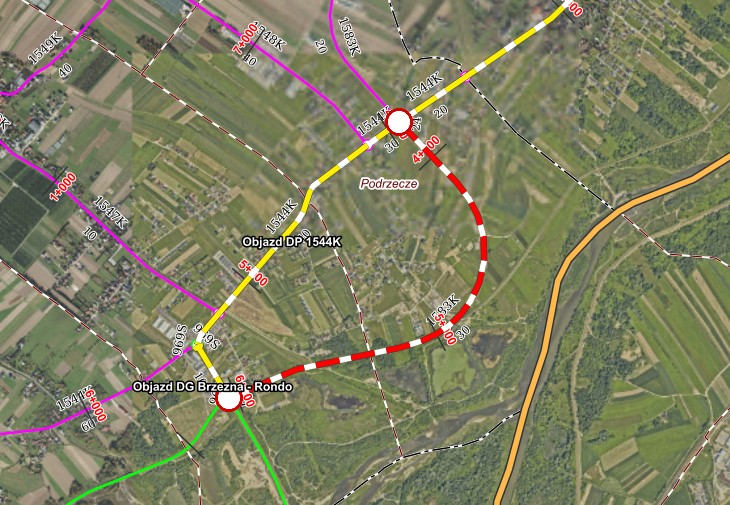 Zamknięcie drogi - Podrzecze-Brzezna