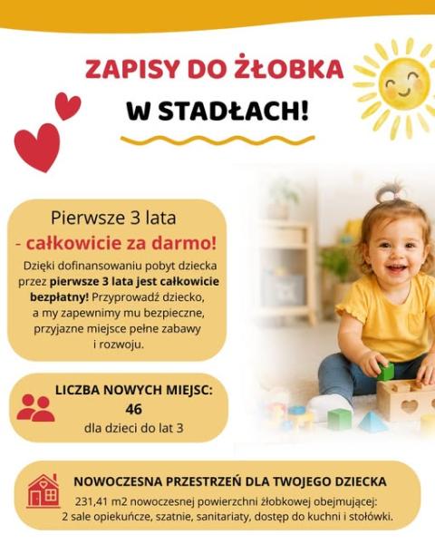 Trwają zapisy do żłobka w Stadłach
