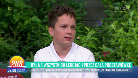 Uczeń z Gminy Podegrodzie gościem programu „Pytanie na Śniadanie”