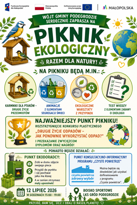 Wójt Gminy Podegrodzie serdecznie zaprasza na Piknik Ekologiczny!