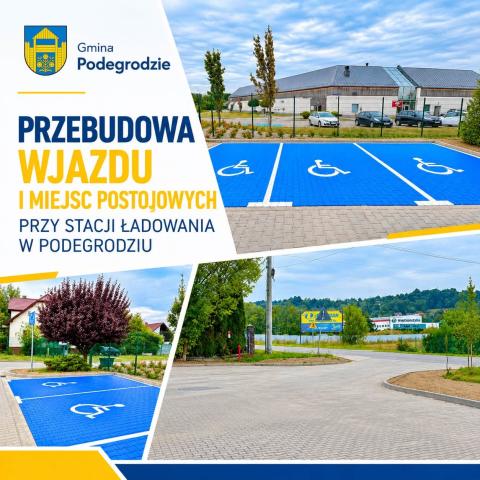 Zakończono przebudowę wjazdu i miejsc postojowych przy stacji ładowania