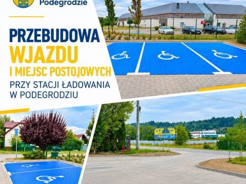 Zakończono przebudowę wjazdu i miejsc postojowych przy stacji ładowania