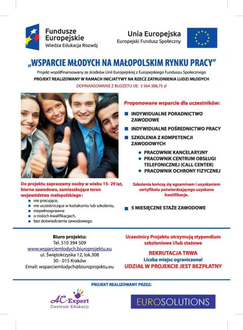 "Wsparcie młodych na małopolskim rynku pracy"