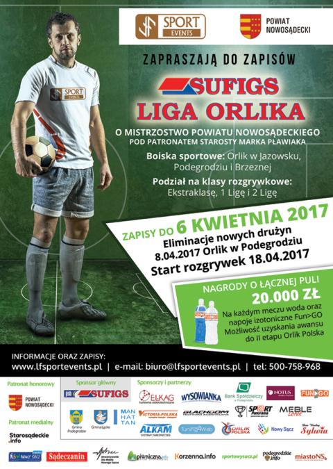 Zapisy do nowego sezonu SUFIGS Ligi Orlika o Mistrzostwo Powiatu Nowosądeckiego