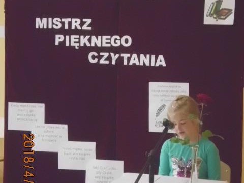 IV edycja konkursu „Mistrza Pięknego Czytania 2018r.” w ramach obchodów Światowego Dnia Książki -24.04.2018r.