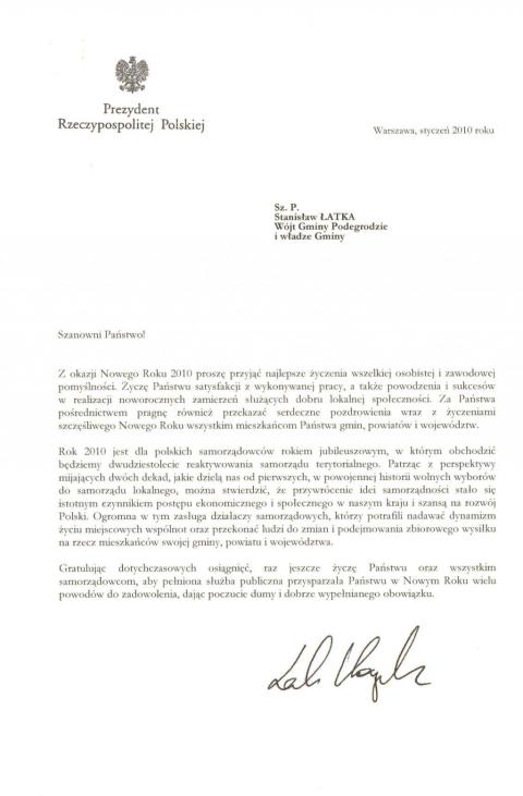 Życzenia noworczne od Prezydenta