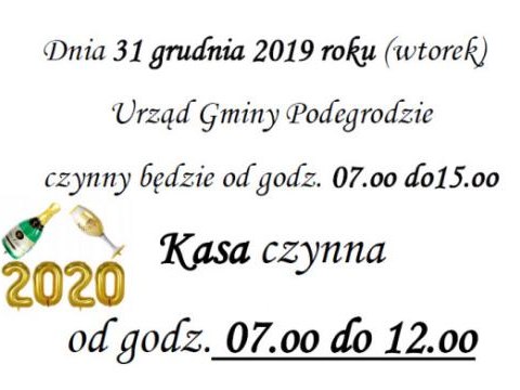 Godziny pracy Urzędu w Sylwestra
