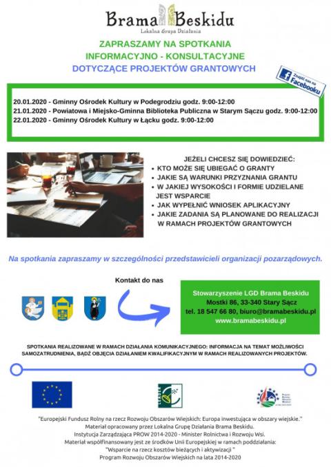 SPOTKANIA INFORMACYJNO - KONSULTACYJNE DOTYCZĄCE PROJEKTÓW GRANTOWYCH