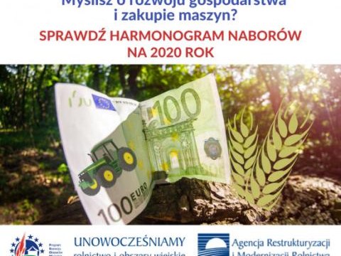Harmonogram naborów wniosków w ramach PROW 2014-2020
