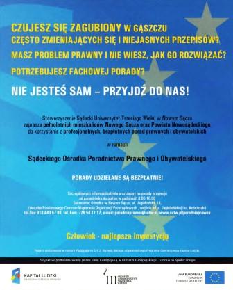 Bezpłatne porady prawne i obywatelskie dla mieszkańców Powiatu Nowosądeckiego