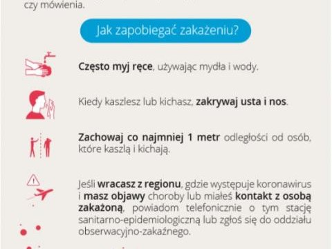 Plakaty w różnych wersjach językowych dot. informacji nt. koronawirusa