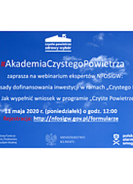 Zaproszenie na webinarium - Program Czyste Powietrze