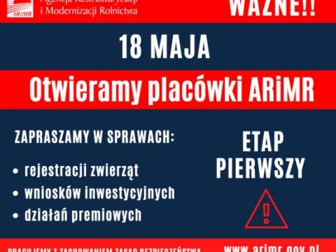 ARiMR otwiera swoje placówki – etap pierwszy