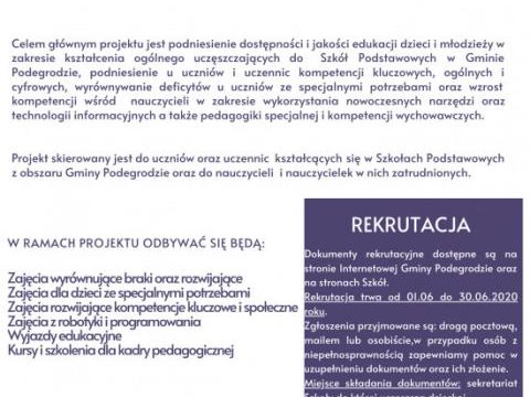 "Super Szkoły w Gminie Podegrodzie" - Rozpoczynamy Rekrutację!!!