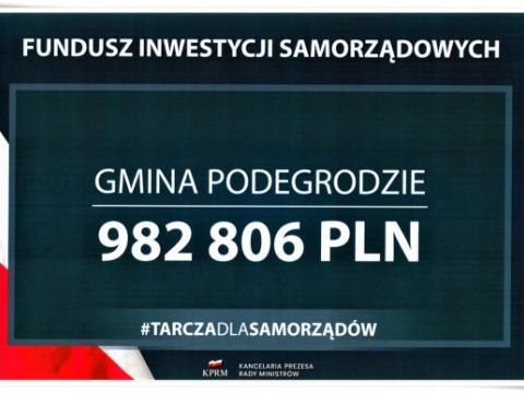 Gmina Podegrodzie otrzymała promesę w ramach rządowego programu #TARCZADLASAMORZADOW