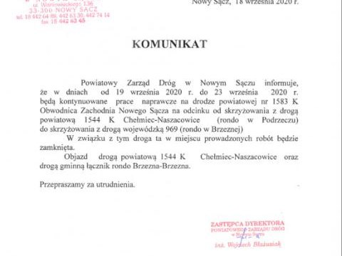 Komunikat PZD w Nowym Saczu