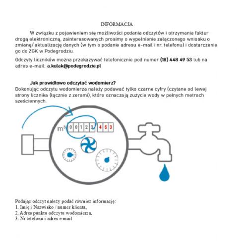 Informacja Zakładu Gospodarki Komunalnej w Podegrodziu