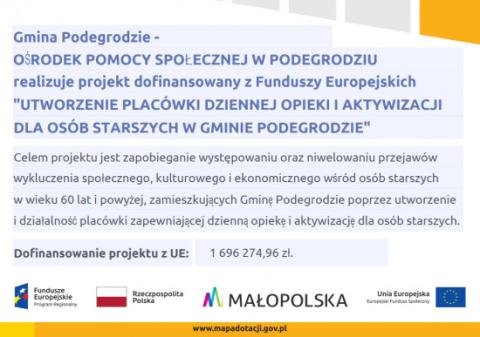 Projekt realizowany przez OPS w Podegrodziu