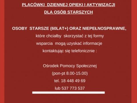 Utworzenie placówki dziennej opieki i aktywizacji dla osób starszych w Gminie Podegrodzie