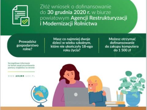 Ogłoszenie ARiMR - pieniądze na zakup komputera dla dziecka z rodziny rolniczej