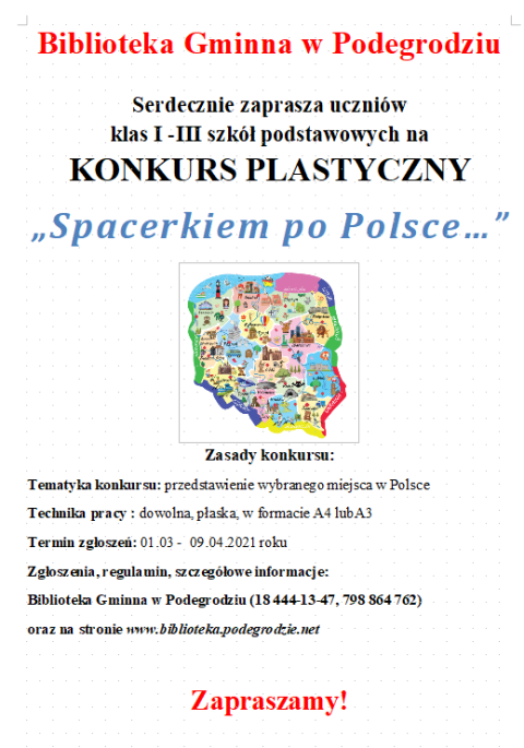 „Spacerkiem po Polsce…” - konkurs plastyczny