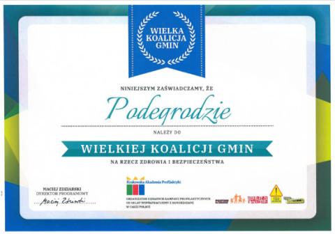 Gmina Podegrodzie w gronie Wielkiej Koalicji Gmin na rzecz zdrowia i bezpieczeństwa