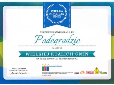 Gmina Podegrodzie w gronie Wielkiej Koalicji Gmin na rzecz zdrowia i bezpieczeństwa