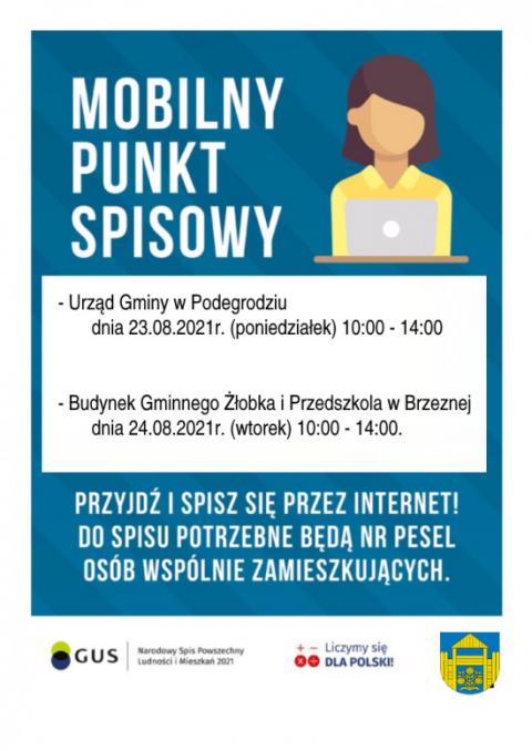 Mobilne Punkty Spisowe na terenie Gminy Podegrodzie