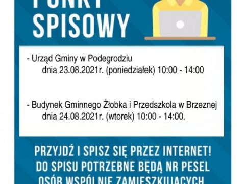 Mobilne Punkty Spisowe na terenie Gminy Podegrodzie