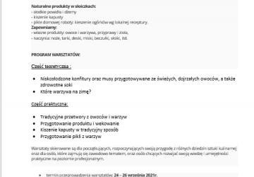 WARSZTATY, DOT. TRADYCYJNYCH PRZETWORÓW