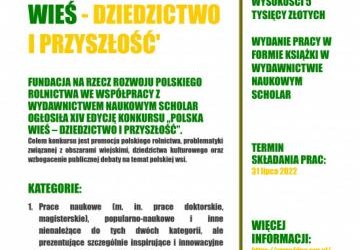 XIV edycja konkursu ,,Polska Wieś - dziedzictwo i przyszłość