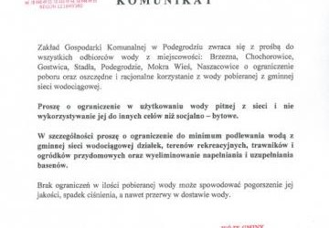 WAŻNY KOMUNIKAT  ZGK