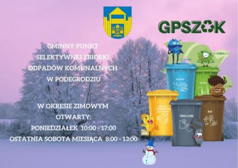 Zmiana godzin otwarcia GPSZOK w okresie zimowym