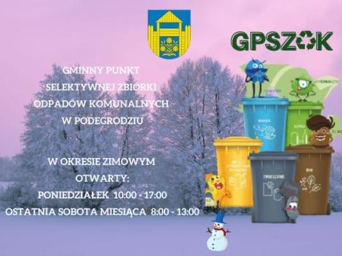 Zmiana godzin otwarcia GPSZOK w okresie zimowym