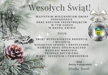 Życzenia na Święta Bożego Narodzenia od Wójta Gminy Podegrodzie