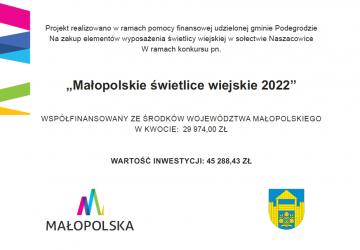 Małopolskie świetlice wiejskie 2022 - nowe wyposażenie świetlicy w Naszacowicach